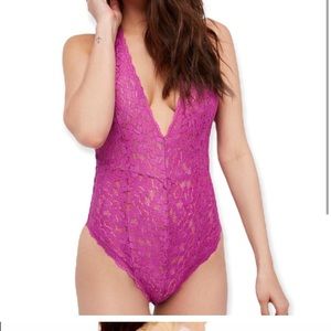 Free People Pink bodysuit lace - NEVER WORN TAG ON